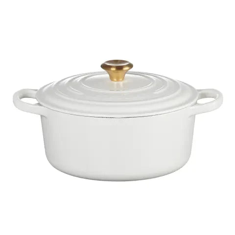 Le Creuset Signature 3.3 Litre Round Cast Iron Casserole, 22cm (White)