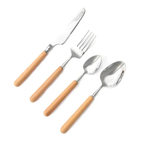 Nicolson Russell Acacia Light Wood Cutlery Set, 16-Piece