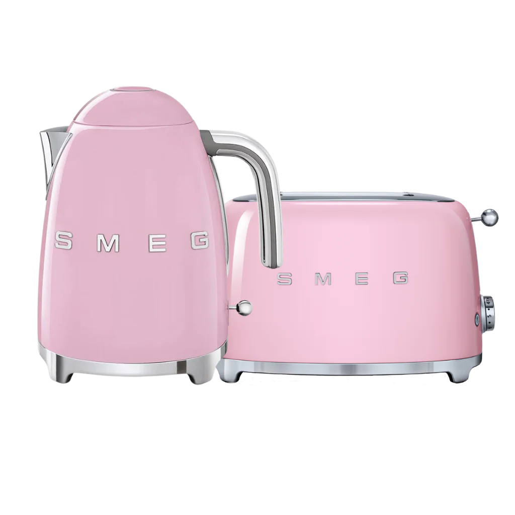 Smeg Pink Retro Kettle and 2 Slice Toaster Bundle