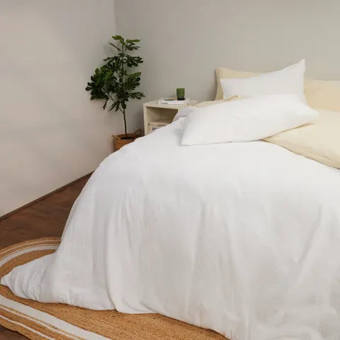 Thread Office White Muslin Cotton Duvet Cover Set