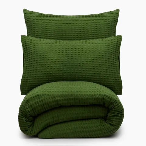 Thread Office Green Chunky Waffle Duvet Cover Set