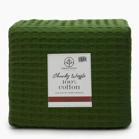 Thread Office Green Chunky Waffle Duvet Cover Set