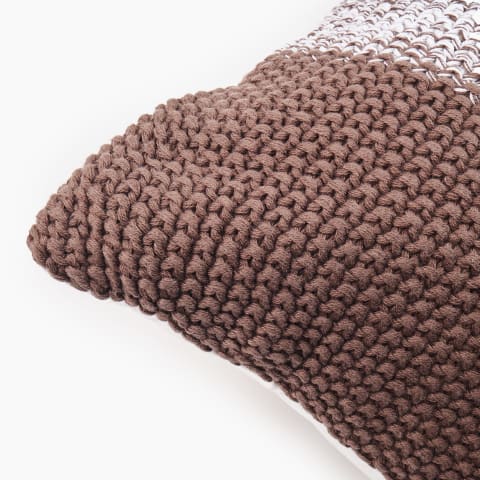 Thread OfficeMocha Knitted Cotton Mingle Scatter Cushion with Feather Blend Inner, 50cm x 50cm