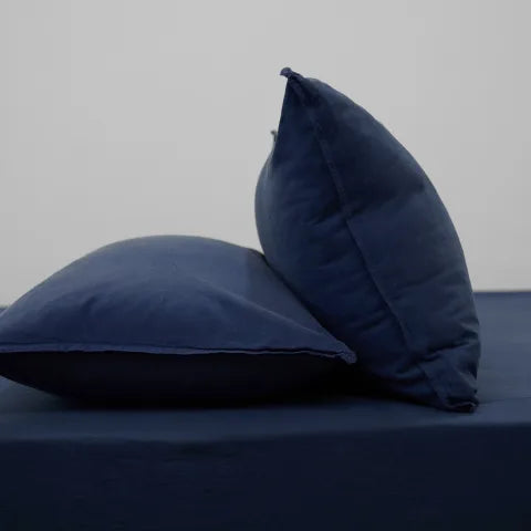 Navy Washed Cotton Pillowcases, Set of 2